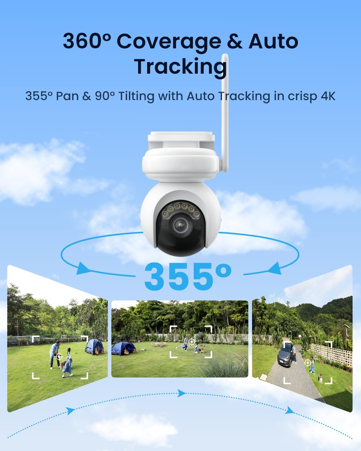 REOLINK Altas PT Ultra - 4K Security Camera Outdoor, 500 Days Battery Life, ColorX Night Vision Solar Camera Outdoor Wireless, 360° Pan Tilt Auto Tracking, Dual-Band Wi-Fi 6, Smart Detection