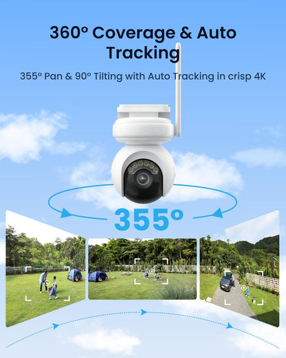 REOLINK Altas PT Ultra - 4K Security Camera Outdoor, 500 Days Battery Life, ColorX Night Vision Solar Camera Outdoor Wireless, 360° Pan Tilt Auto Tracking, Dual-Band Wi-Fi 6, Smart Detection