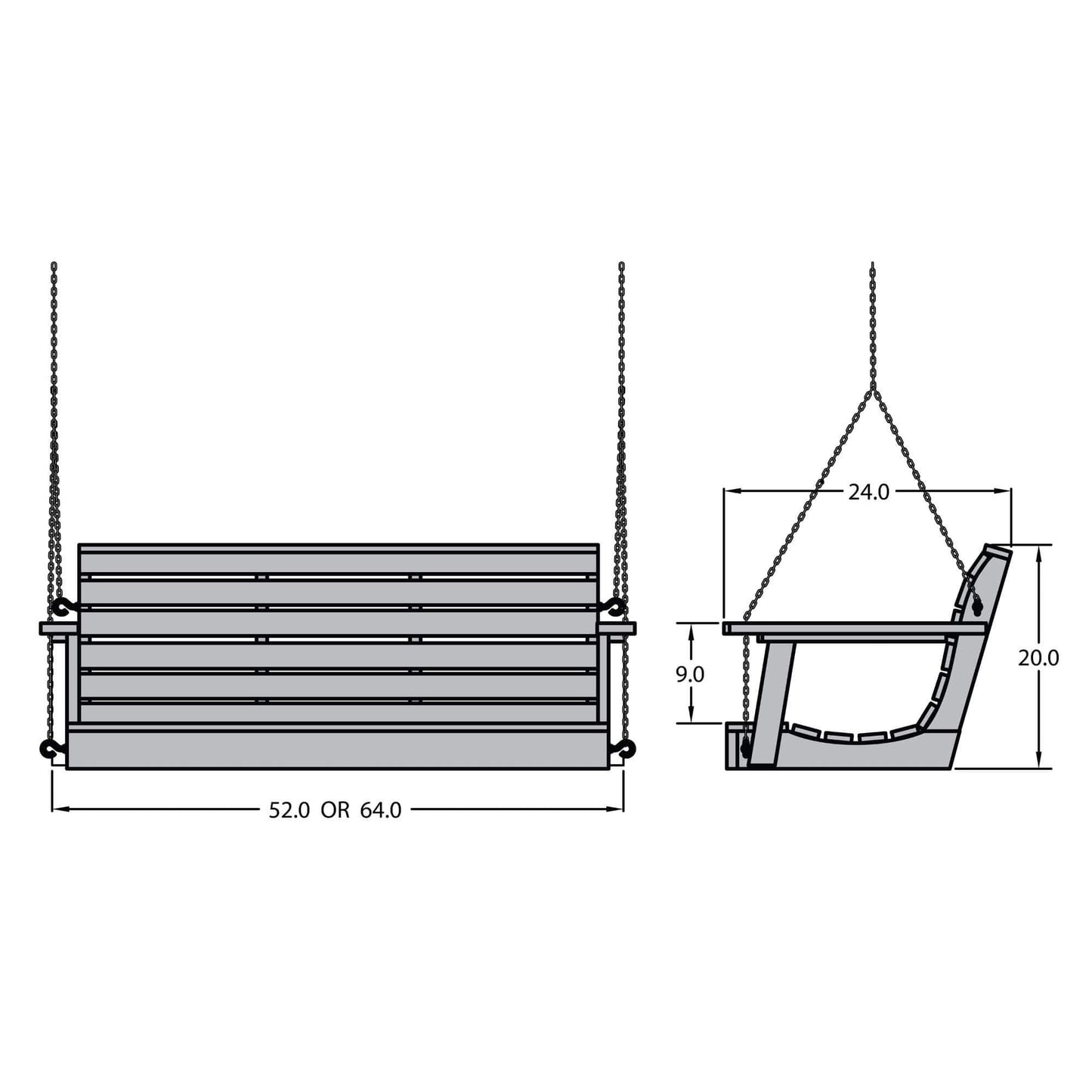 highwood Weatherly Porch Swing 5 Feet, Black