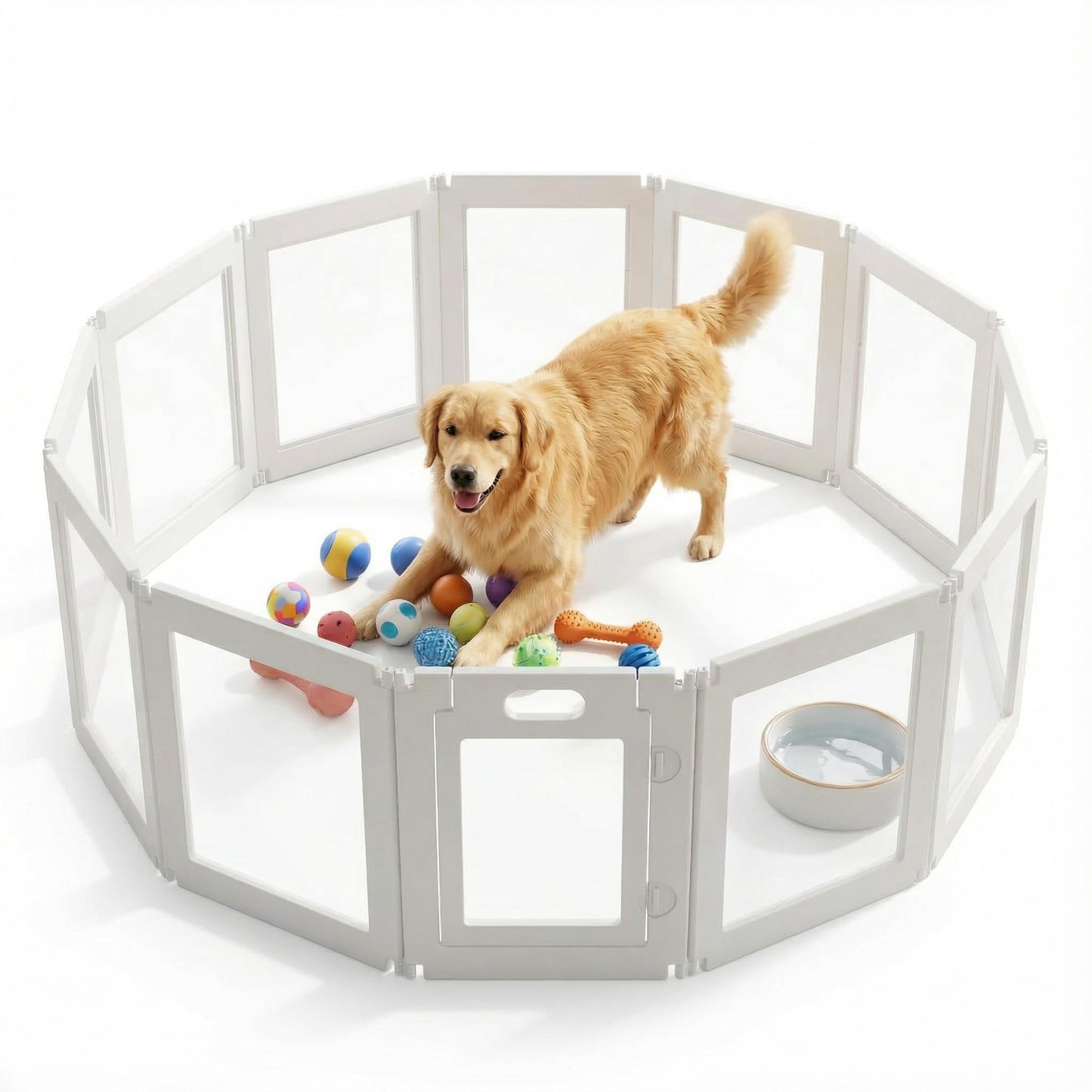 Jatindear 12Pcs Free Angle Plastic Dog Playpen, All-in-One Assemble Playpen Divider, Durable Safety Play Pen Indoors, Puppy, Cat, Small Animal (White, 78.74" × 39.37" × 23.6")
