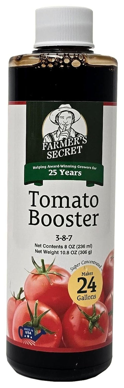 Farmer's Secret Tomato Booster Fertilizer - Super Concentrated 32oz | 3:8:7 Ratio with Humic Acid, Iron & Calcium