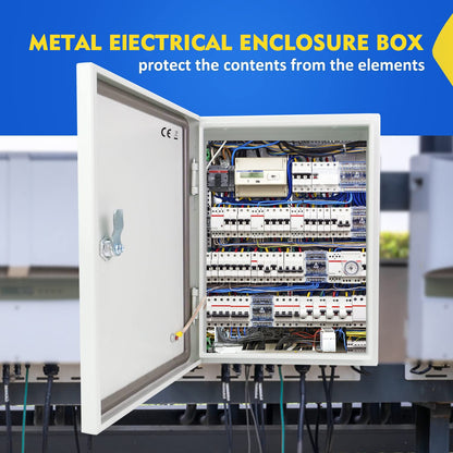 Tocretoare Outdoor Electrical Box, Steel Junction Box 16 x 12 x 8'', NEMA 4X Electrical Enclosure Box IP66 Waterproof & Dustproof, Universal Electrical Project Box with Lock & Mounting Plate