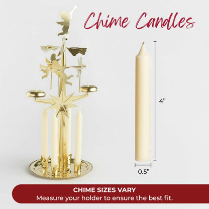 Biedermann & Sons Ivory Chime Candles (20 Count), Unscented Dripless Tapers, 4 Inch Tall 0.5 Inch Diameter, 2 Hour Long Burning Paraffin Wax, for Angel Chime Carousels and Holders