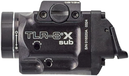 Streamlight 69418 TLR-8 X sub 500-Lumen Rail-Mounted Tactical Weapon Light with Integrated Red Aiming Laser Exclusively for 1913 Short Models Only, Black