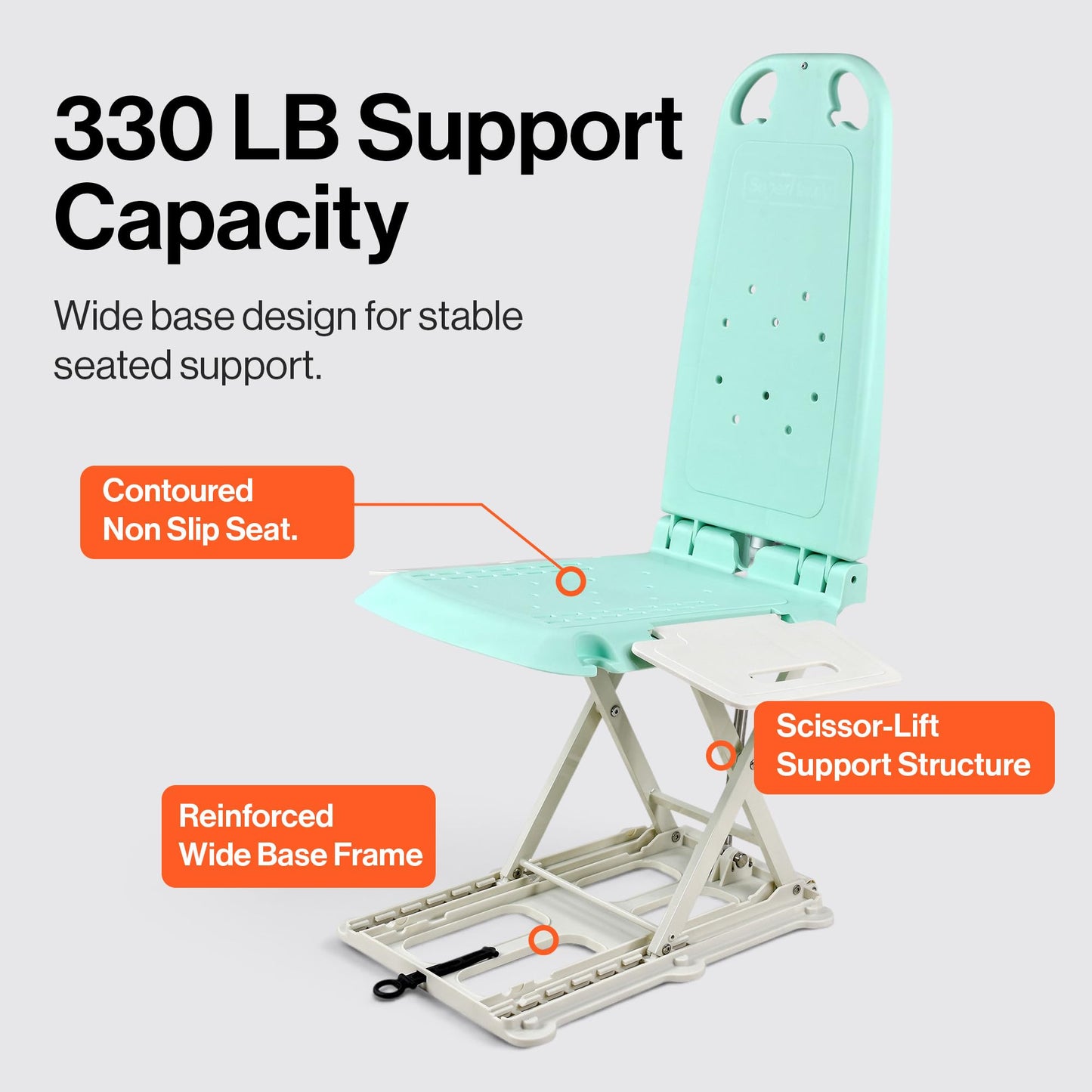 SuperHandy Portable Floor Lift and Bath Lift for Seniors, Foldable, 330 LBS Capacity, IP68 Waterproof, Ergonomic Seat [Patented]