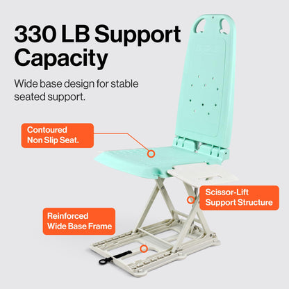 SuperHandy Portable Floor Lift and Bath Lift for Seniors, Foldable, 330 LBS Capacity, IP68 Waterproof, Ergonomic Seat [Patented]