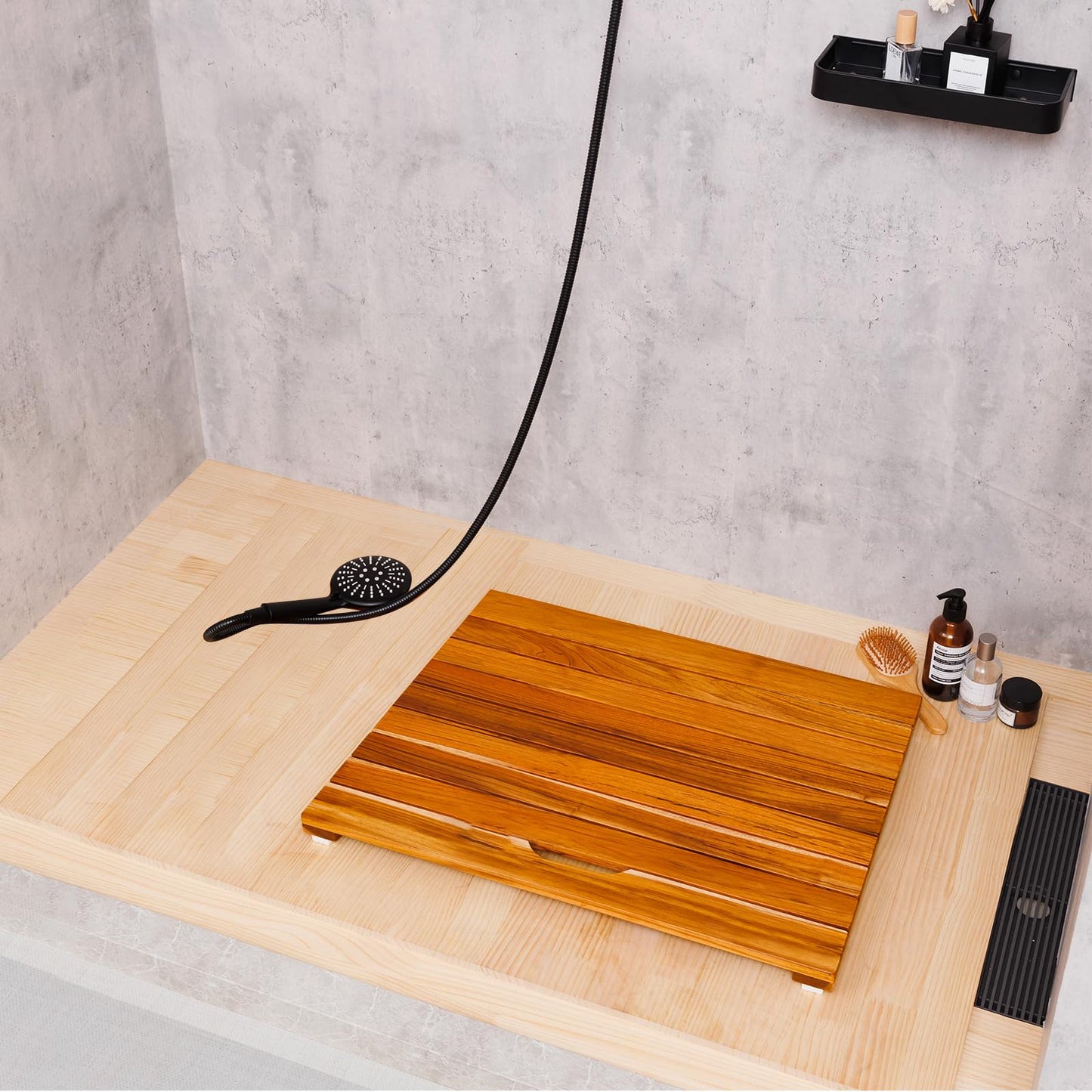 NNN 36" x 36" Teak Shower Mat – Handcrafted, Marine-Grade Reinforced, Supports Up to 400 lbs, Indonesian Teak.