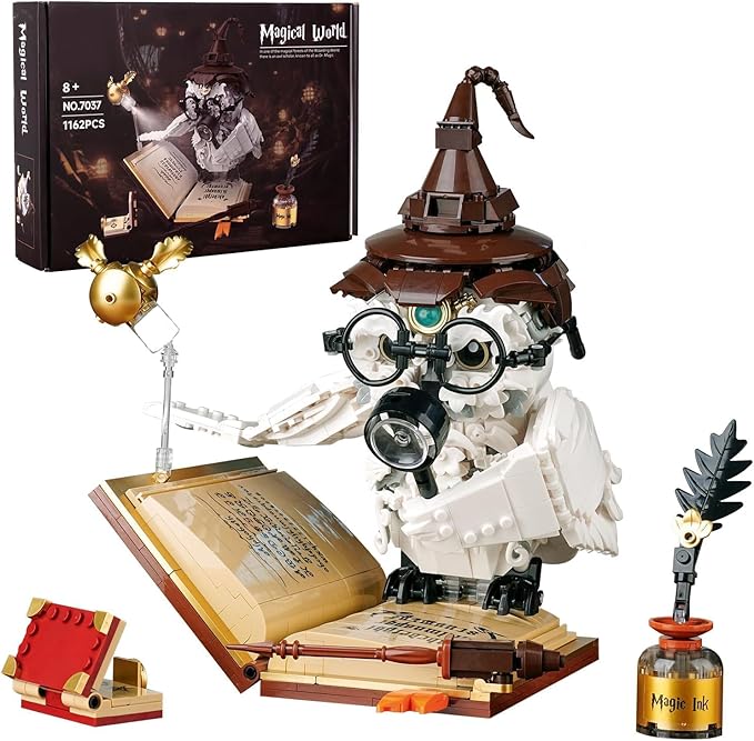 Ideas Magic World Owl Building Set Compatible with Lego Animal MOC Potter Toy with 1162 PCS Collectible Harry Bird Model with Light Effect for Adults Fans for Boys and Girls Aged 8+