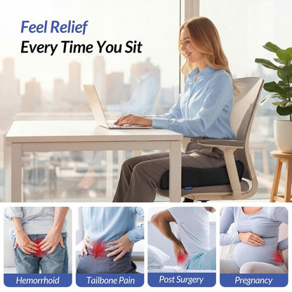 ZIKEE 6" Thickened Donut Pillow Seat Cushion, Ergonomic Hemorrhoid Pillow with Widened Cutout for Tailbone,Sciatica Pain Relief & Postpartum, Memory Foam Office Chair Cushion for Long Sitting at Home