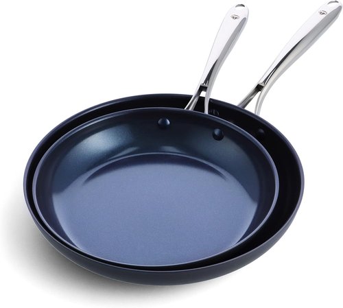 Blue Diamond Cookware | Hard Anodized Ceramic Nonstick Frying Pan Skillet Set - 10" & 12", PFAS-Free, Grey
