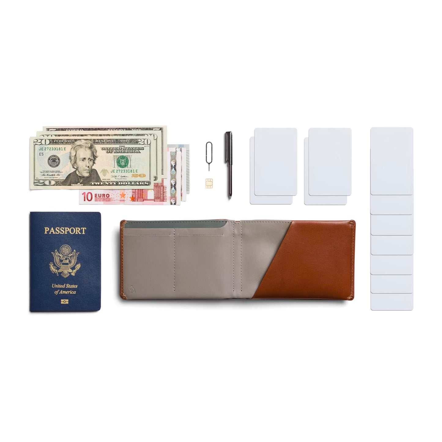 Bellroy Travel Wallet, travel document holder (Passport, tickets, cash, cards, and pen) - Sienna