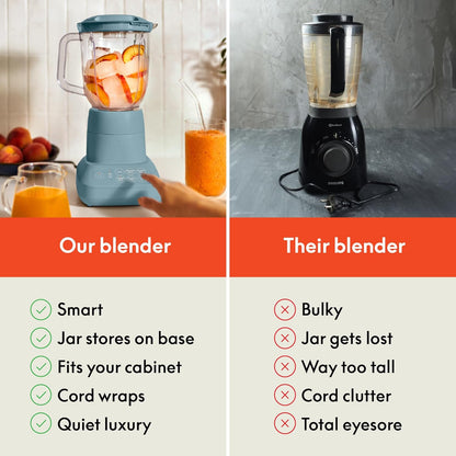 Bella 10-Speed Countertop Blender - Slim Flip & Store Design, 48oz Capacity, Dishwasher Safe, Stainless Steel Blade