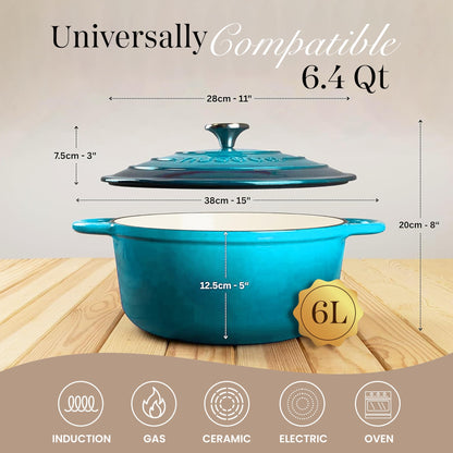 Nuovva Enamelled Cast Iron Cookware Bundle – Dutch Oven Pot with Lid, Casserole Dish & Bread Loaf Pan – Premium Ovenproof Cookware Set for Baking, Roasting & Everyday Cooking