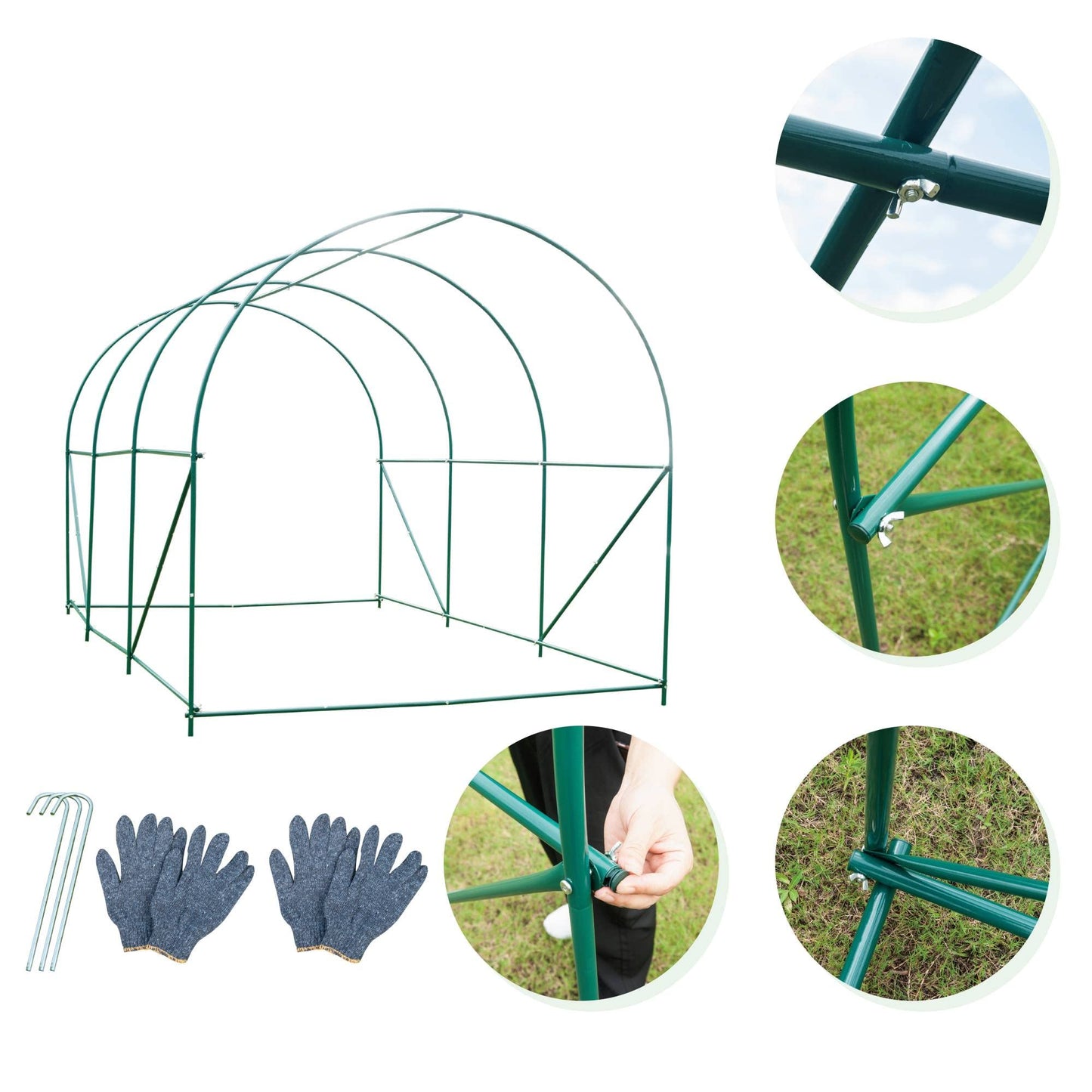 Grezone Walk-in Greenhouse Upgraded Green House with Dual Zippered Screen Doors & 6 Screen Windows Heavy Duty Plastic Plant Warm House with Reinforced Frame (10x7x7 FT)