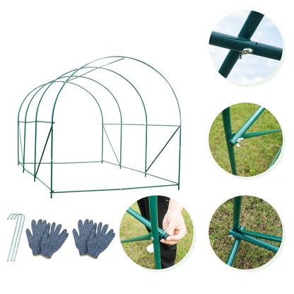 Grezone Walk-in Greenhouse Upgraded Green House with Dual Zippered Screen Doors & 6 Screen Windows Heavy Duty Plastic Plant Warm House with Reinforced Frame (10x7x7 FT)