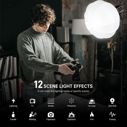 GVM 80W SD80S LED Video Light with Lantern Softbox and Tripod Stand Kit, 5600K Daylight Bowens Mount Studio Light, COB Continuous Output Lighting for Video Recording, APP Control, 12 Scenes, CRI97+