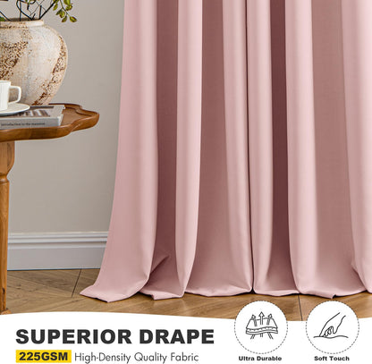 MIULEE Baby Pink Blackout Curtains - Thermal Insulated Room Darkening Drapes | 84 Inches Long, 2 Panels