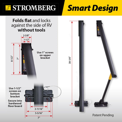 Stromberg Carlson AR-42 Lend-A-Hand Banister Rail - RV Handrail for Safe Support on Outdoor Steps, Ribbed Grip Tubing, Folds Flat & Locks Easily, 45 Inches Rail for Double & Some Triple RV Steps