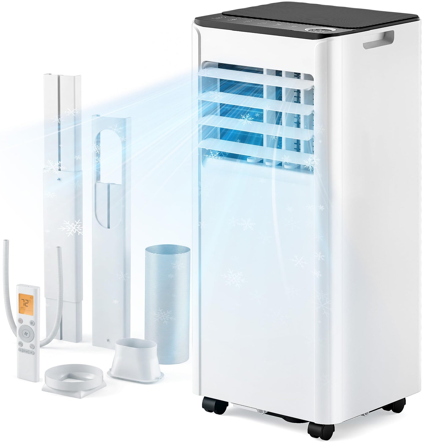 EUHOMY 8,000 BTU Portable Air Conditioners, 4-in-1 Portable AC Unit Cools Up to 350 Sq.Ft, with Cool, Fan, Dehumidifier, Sleep Modes, 50 dB, 24H Timer, Remote Control, Installation Kit for Bedroom