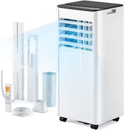 EUHOMY 8,000 BTU Portable Air Conditioners, 4-in-1 Portable AC Unit Cools Up to 350 Sq.Ft, with Cool, Fan, Dehumidifier, Sleep Modes, 50 dB, 24H Timer, Remote Control, Installation Kit for Bedroom