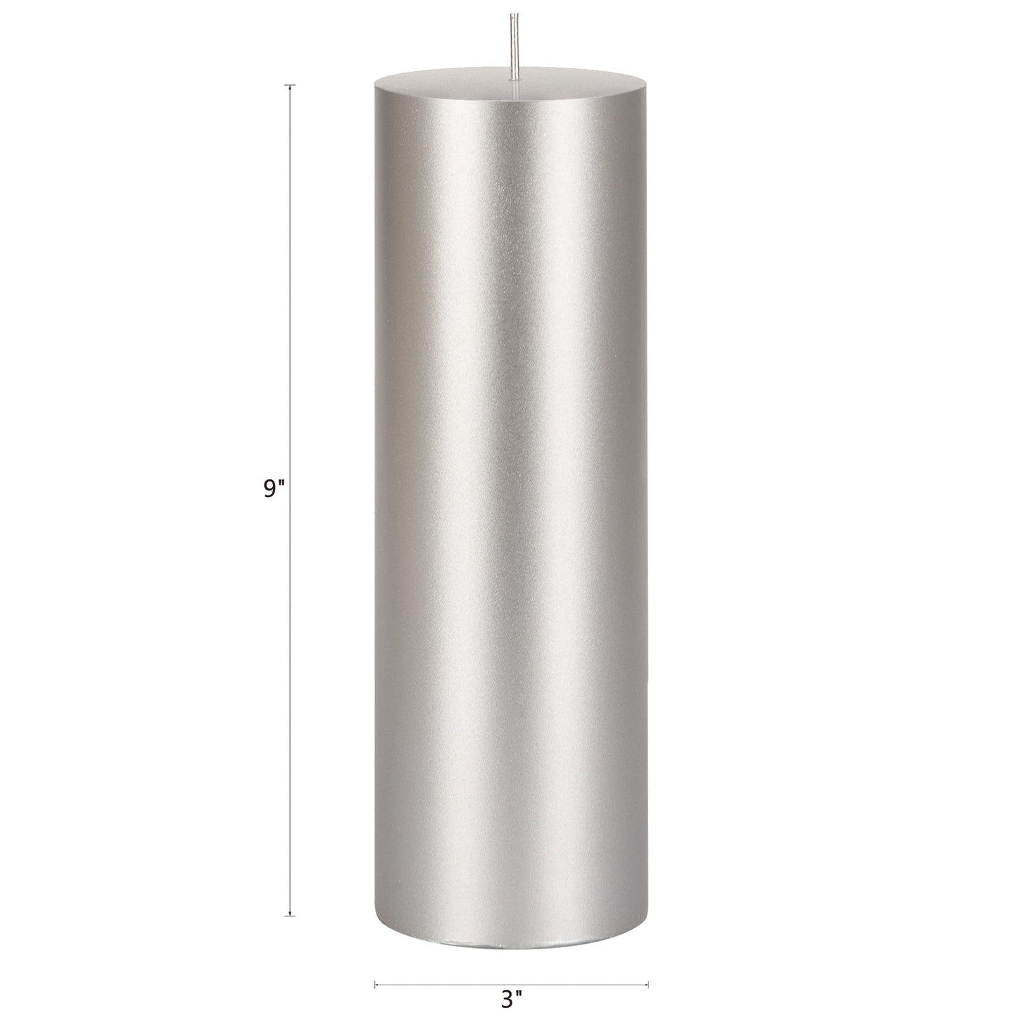 Mega Candles 1 pc Unscented Solid Silver Pillar Candles, Hand Poured Premium Wax Candle 3 Inch x 9 Inch, Home Décor, Spas, Weddings, Occasions, Party, Centerpieces, Holidays, Vigils, Prayers