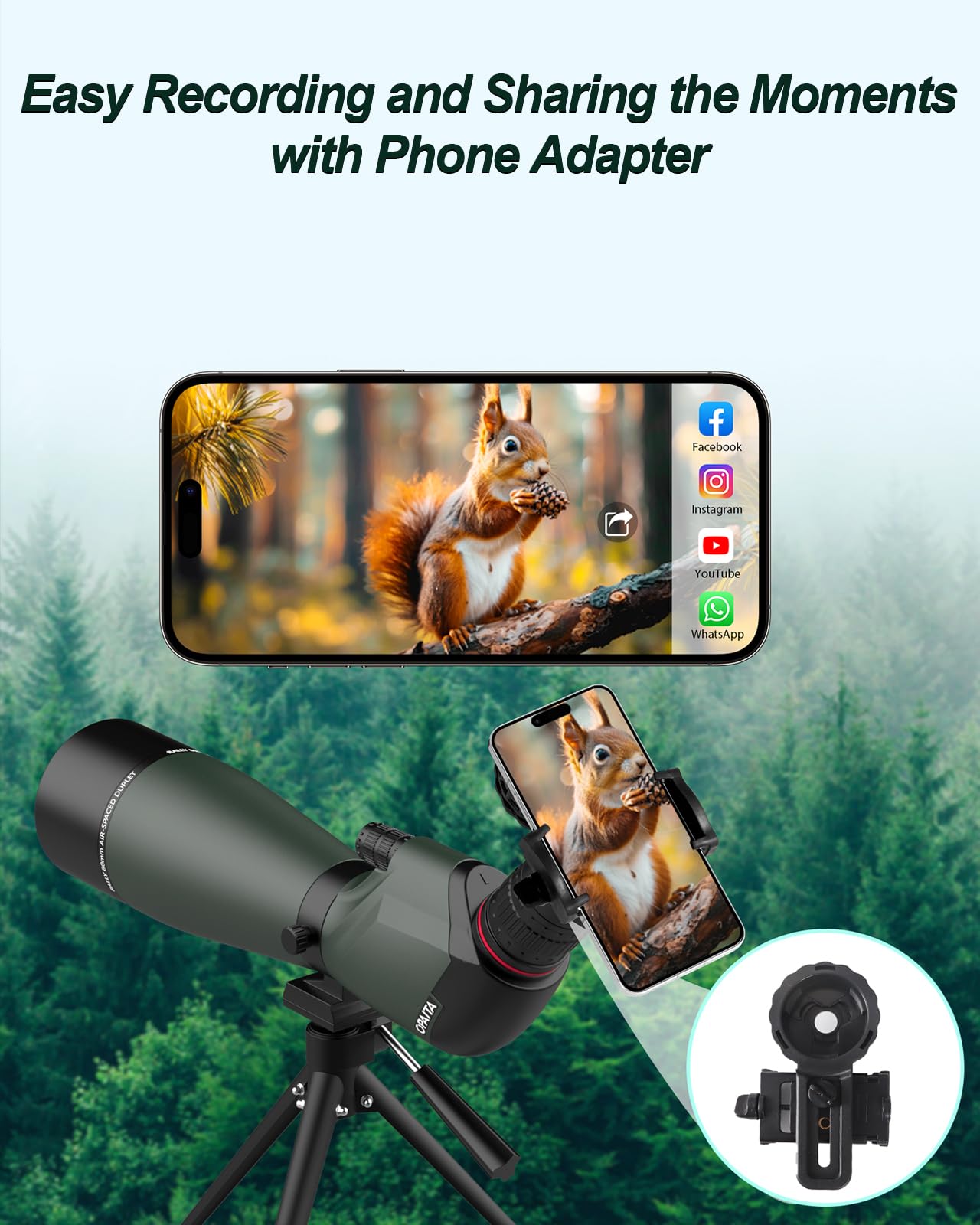 opaita 25-75X80 Spotting Scope for Shooting Hunting - Spotter Scopes with Tripod Phone Adapter Waterproof HD Scope for Target Shooting Bird Watching - Gifts for Men