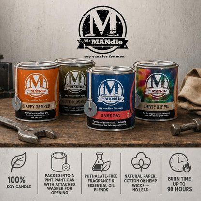 ECO CANDLE CO. The Mandle Soy Candle for Men - Scents of Motor Oil & Grease - Grease Monkey, 15 oz. Paint Can - 100% Soy Wax, No Lead, Hand Poured, Phthalate Free, Made from Midwest Grown Soybeans
