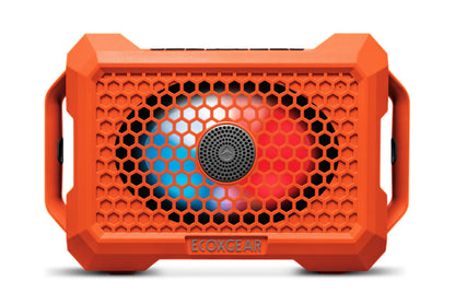 ECOXGEAR Defender: Outdoor Portable Bluetooth Speaker, 121dB Massive Sound, Waterproof and Drop Proof, with LED Party Lights, Pair up to 100, 25+ Hours Playtime (Blaze Orange)
