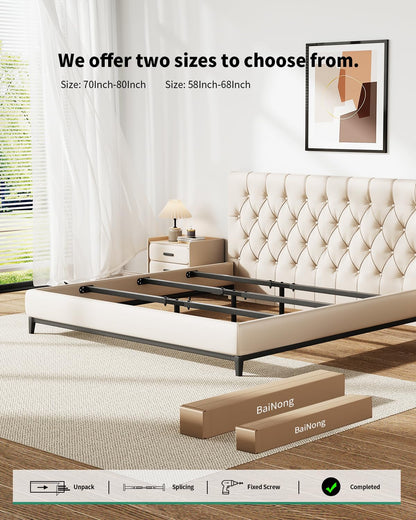 Bed Frame Support System 3Pack 58in-68in, Adjustable Bed Frame Center Support, Bed Support Slats for Queen and King Mattress, Box Springs, and Universal Bed Foundations (Black/3pack, 70Inch-80Inch)