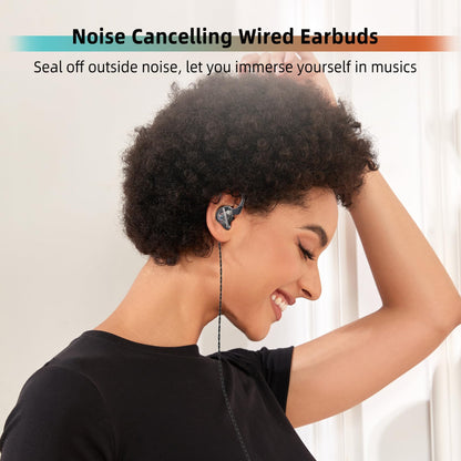 CCZ DC01 Pro in Ear Monitor Headphones, iems for Gaming, Professional Gaming Earbuds Super Bass Wired Earphones with 1DD, Patent Ear fins, Ear tips, for Singers Musicians Podcaster (black without mic)