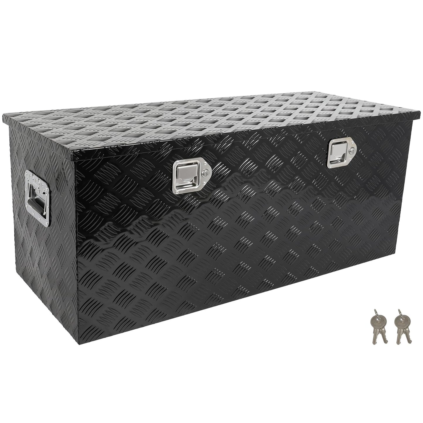 SCITOO 44 Inch Aluminum Heavy Duty Truck Bed Tool Box,Diamond Plate Crossover Storage for Most Full Size Pickups,Lockable Weatherproof Chest,Fits 44" Truck Beds,Easy Access to Load and Unload