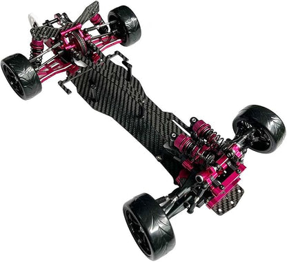 Alloy Carbon CF Chassis D5S Frame Kit Remodel Belt Drive Version 1/10 2Rear-Wheel Drift Car (Pink)