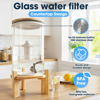 water filter dispenser Countertop water purifier System 2.9 Gallon Glass water filter with Water Alkaline Water Purification Unit, White, Plastic (2.9, Gallons)