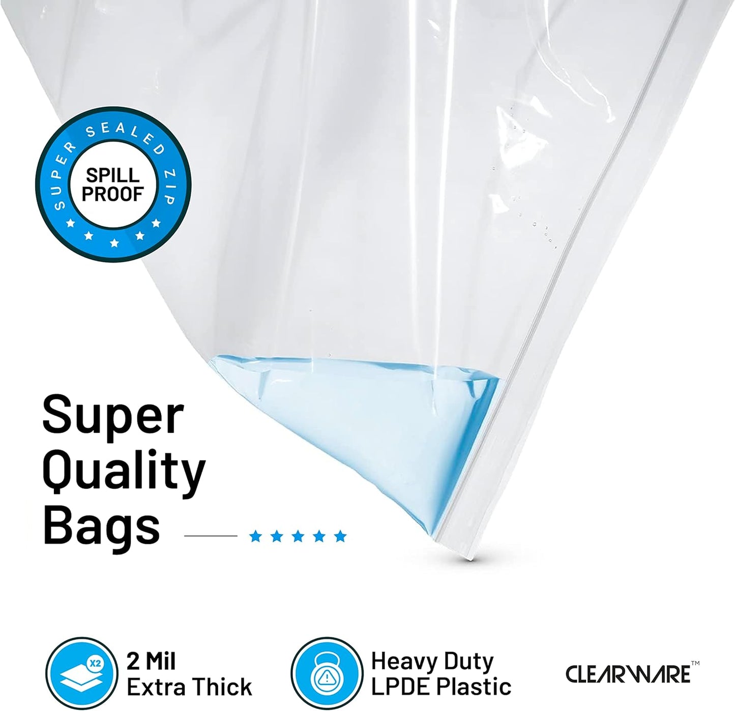 Storage Bags - 12 Large Zipper Top Bags | 3 Gallon Size, 16" x 18", BPA-Free, Extra Thick for Clothes & Travel