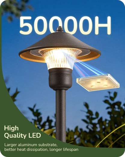EDISHINE Low Voltage Pathway Lights, 3W 150 LM 3000K 16.5“ Tall LED Landscape Lights, 12V AC/DC 50,000Hrs Waterproof Aluminum Housing Outdoor Landscape Lighting for Path, Yard, Garden