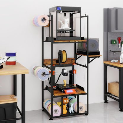 PUNCIA 3-Tier Foldable 3D Printer Stand with Filament Storage, Heavy Duty Rack for FDM SLA Resin 3D Printers and PLA ABS Materials Sturdy 3D Printing Table Perfect for Home Office Workshop Studio