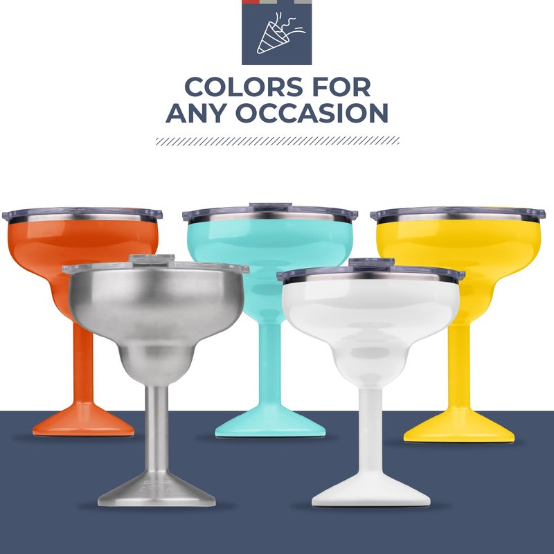 ORCA Rita | Temperature Insulated, Stainless Steel Margarita Glass, Lidded Tumbler for Cocktails, Wine & Cold Drinks — Pearl Gloss