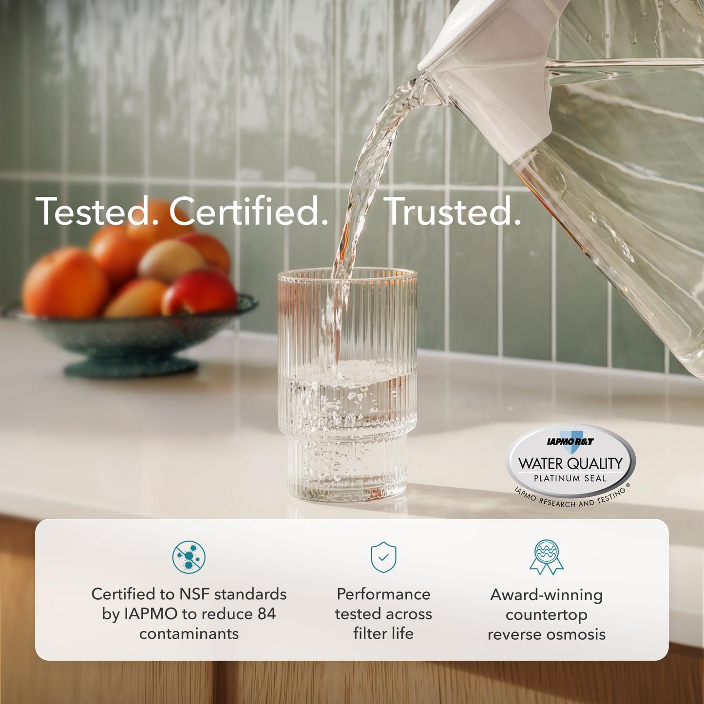 AquaTru Carafe Countertop Water Purifier | Compact 4-Stage Reverse Osmosis System with Glass Carafe Removes 84 Contaminants Including Forever Chemicals, Lead & Fluoride | No Plumbing