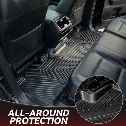 YITAMOTOR Floor Mats Fit for 2012-2016 Ford F250/F350/F450/F550 Super Duty SuperCrew/Crew Cab, TPE All Weather Custom Fit Floor Liner for F-250/F-350/F-450/F-550 Carpet Floor, 1st & 2nd Row Mats Black