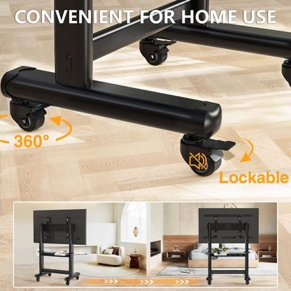 Mobile TV Cart Rolling TV Stand with Wheels for 55-120 Inch LCD LED Flat Curved Screens up to 250 lbs, Max VESA800x600 mm Heavy Duty Portable Floor TV Stand Large Base Trolley Height Adjustable