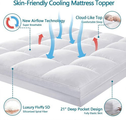 CHOKIT Full Mattress Topper - Extra Thick Pillow Top for Back Pain Relief | Cooling Mattress Pad with Deep Pocket (8-21 Inch)