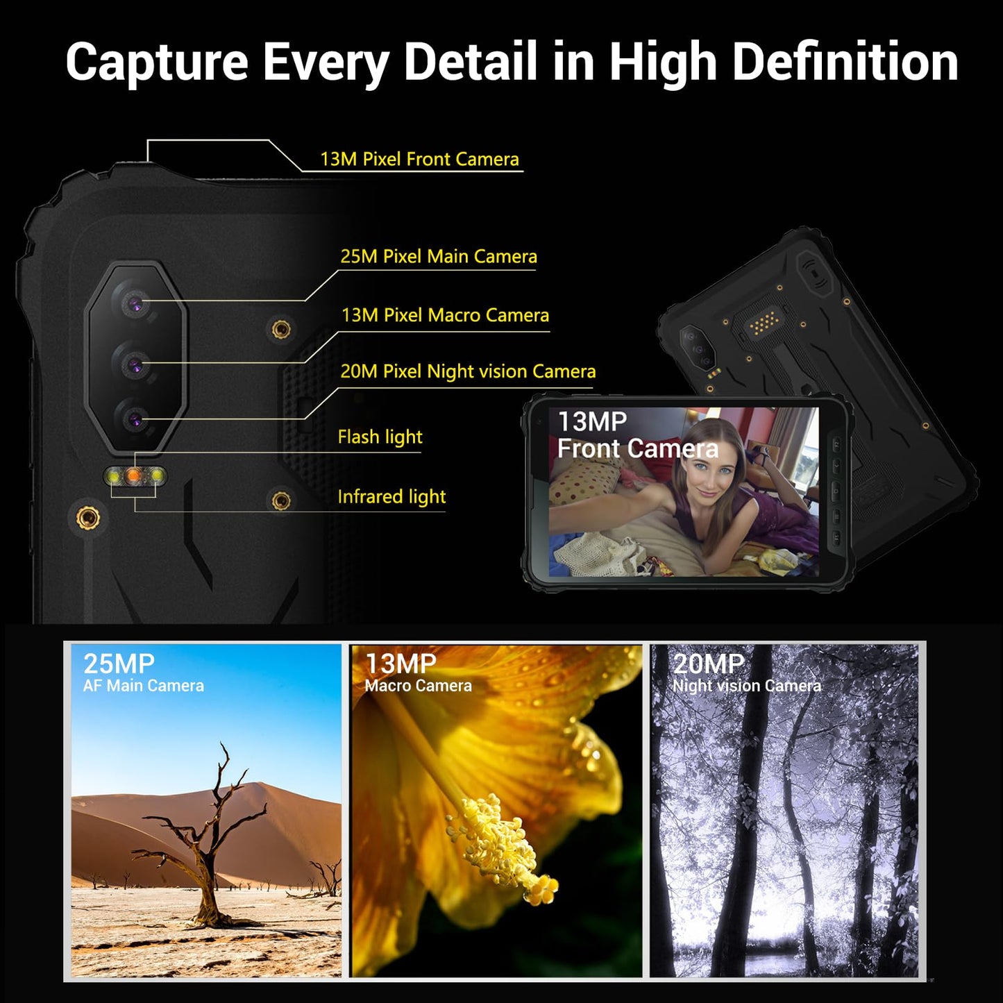 AOZORA K8 Active Rugged Tablet, 8 Inch FHD+ 600nits Glove Touch AT&T Verizon Network certified PTCRB T-Mobile Unlocked Qualcomm 8Core 12+128GB 20MP night vision+25MP Camera 10200mAh IP68&IP69K/NFC/GPS