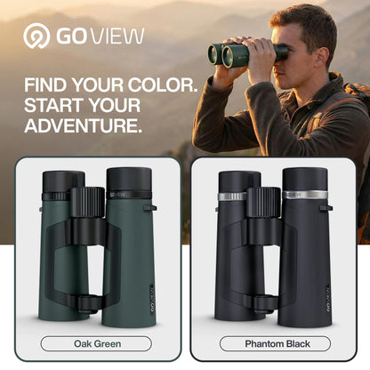 GOVIEW ZOOMR 10x42 Binoculars for Adults | Lightweight | BAK4 Prism with Fully Multi-Coated Optics Smartphone Adapter Compatible Waterproof IPX5/6 PORTR™ Strap with Easy Click Closure - Oak Green