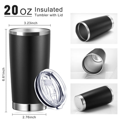 Sieral 36 Pack Stainless Steel Tumblers Bulk with Lids Double Wall Vacuum Insulated Coffee Cups Blank leakproof Powder Coated Tumblers for Engraving Wedding Graduation Party Favors(20 oz,Black)