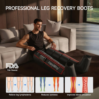 Air Compression Recovery System for Foot and Leg - Professional Sequential Massage Boots with Cordless Design & 5 Pressure Levels -Circulation & Pain Relief for Athletes, Runners, Seniors (Large)