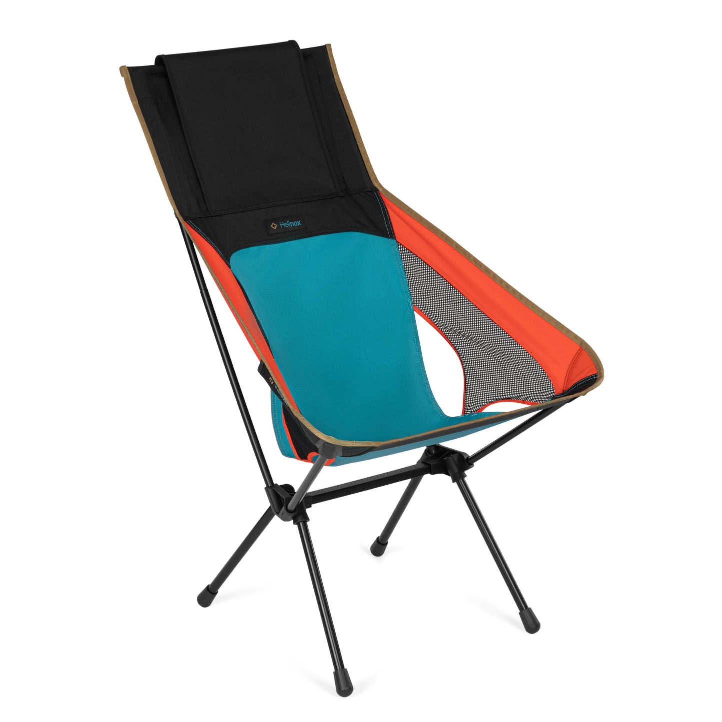 Helinox Sunset Chair (re), Packable Outdoor Furniture, Summer Vacation Holiday Seat, Foldable, Lightweight High-Back Comfort, Sustainable Eco-Friendly Materials, 3.66 lbs(1.6 kg), Heritage Multi Block