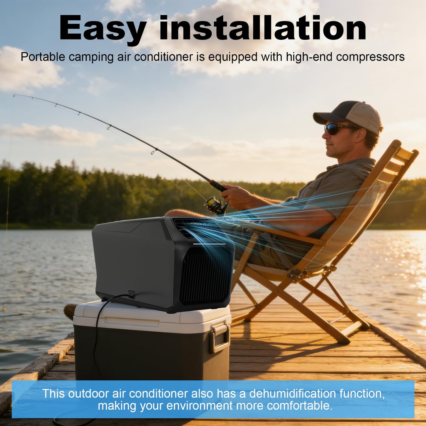 8,000 BTU Portable Camping Air Conditioners & Heater, 5-in-1 Cooling, Heating, Fan, Dehumidifier, Sleep Mode, 550W Portable Tent Air Conditioner for Camping, RV, Truck, Small Room, Indoor/Outdoor Use