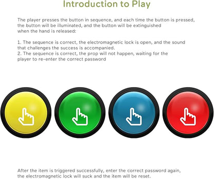 Escape Room Props 5 Different Colors Buttons Mechanism Press It In Order To Control 12V Magnet Lock For Exit Game Owner Player Adventurer (2 Button With Audio)