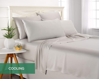 Pure Bamboo Twin Sheets - Luxuriously Soft 100% Organic Viscose Bed Sheet Set | Silver Pearl, Double Stitching