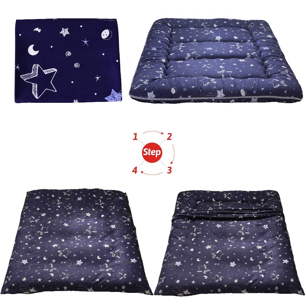 MAXYOYO Navy Star Futon Mattress Japanese Tatami Mat Foldable Futon Portable Camping Mattress Kids Sleeping Pad Floor Couch, Full
